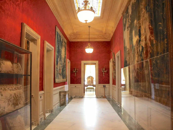 The skylight in the upstairs hallway was actually a glass floor in the staff quarters that let in light from another skylight.