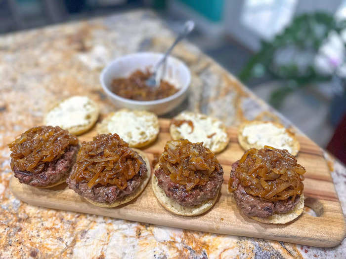 All that was left to do was dress the burgers and serve them.