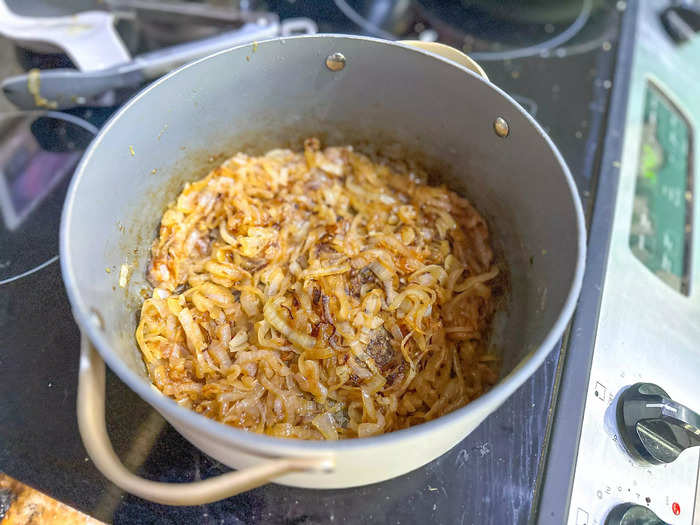 I caramelized the sliced onions in a deep pot on the stovetop.