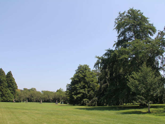 The 12-acre grounds are planted with trees from all over the world.