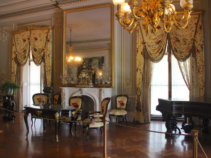 The Ballroom was furnished by Léon Marcotte, a French interior decorator, in the Louis XV style, which features furniture with curved legs. 