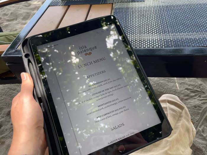 A rotating menu shared on iPads featured each day