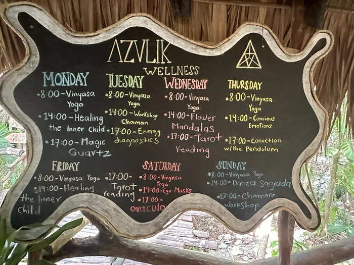 As we walked through one of the lounges, I stopped to check out the event schedule written on a chalkboard. 