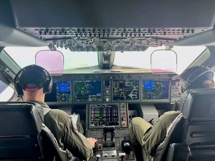 The cockpit has high-tech avionics.