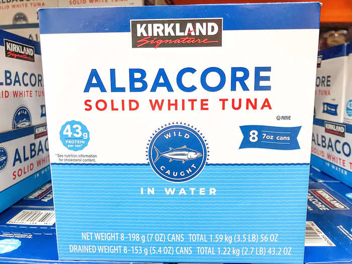 The Kirkland Signature albacore solid-white tuna always gets a spot on our table.