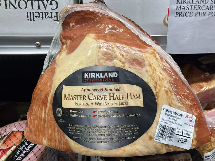 I use the Kirkland Signature master-carve applewood-smoked half ham in so many dishes.