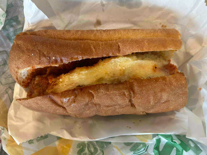 I dug into Subway’s meatball sandwich next.