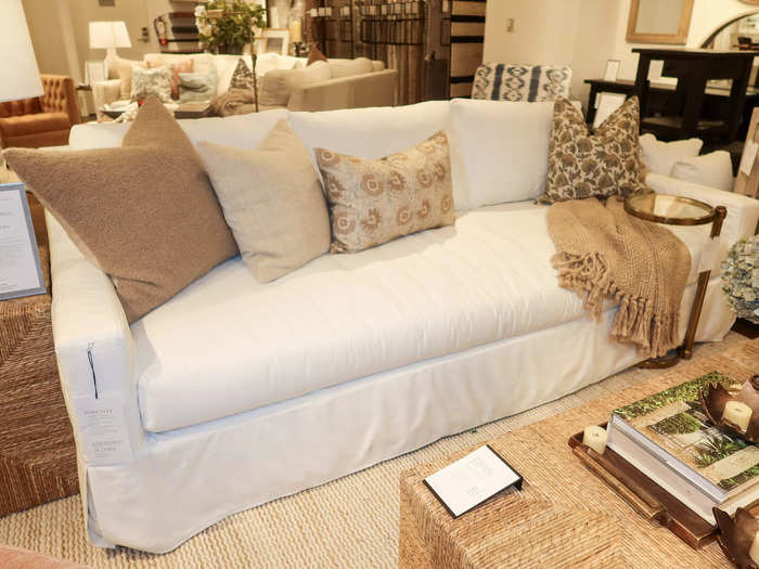 The York slope deep-seat slipcovered sofa is both elegant and comfy.