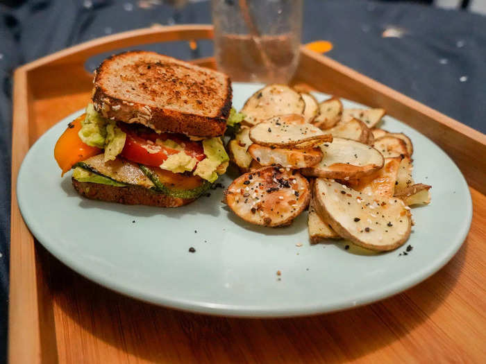 Air-fried zucchini makes for a crispy snack or side dish.