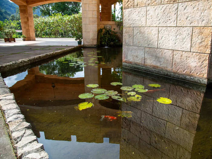 Then, I headed back toward the castle. A moat filled with koi fish surrounded the stone structure. 