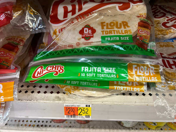 Walmart offered 10 tortillas for an affordable price. 