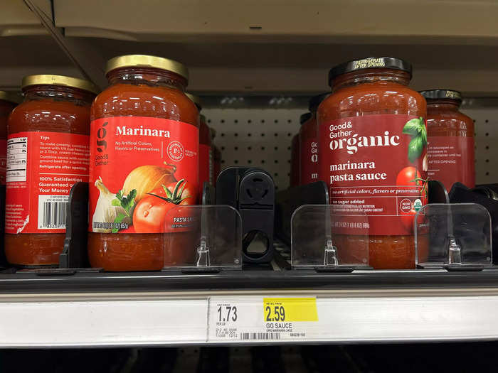 The red sauce was more expensive at Target. 