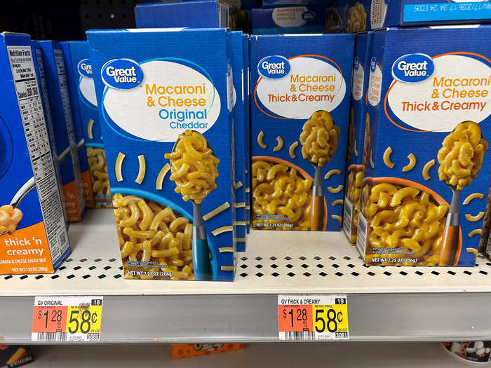 It’s easy to stock up on boxed mac and cheese at Walmart. 