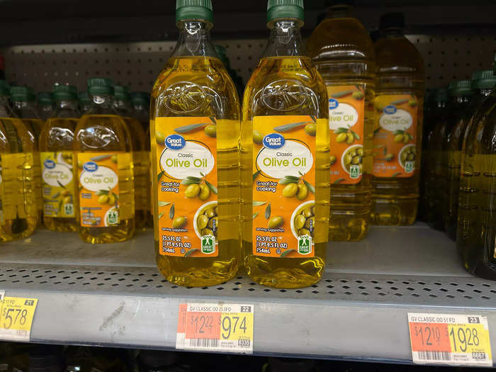 I left the colder aisles and looked for olive oil at Walmart. 