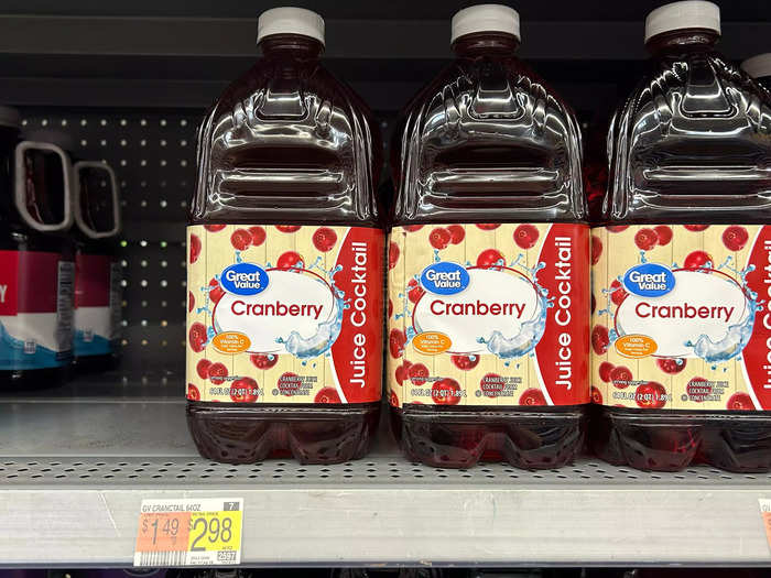 Next, I looked for cranberry juice at Walmart. 