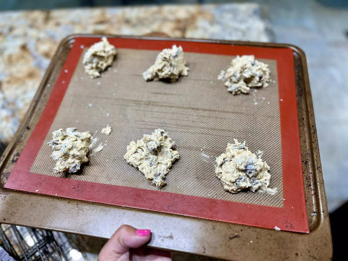 Each cookie gets sprinkled with salt before baking.