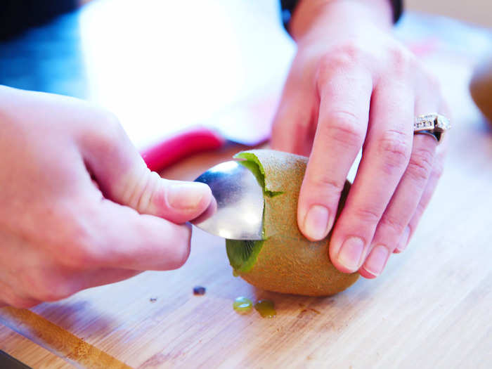 Using a peeler on ripe kiwis can crush them — use a spoon instead.