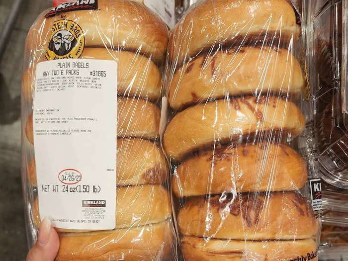 The Kirkland Signature bagels are made fresh each day.