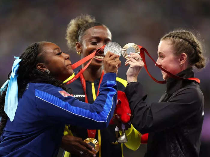 All three medalists in the women