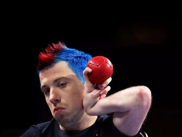 Naomi Baker said she enjoyed photographing David Smith of Great Britain competing in boccia with a patriotic hairstyle.