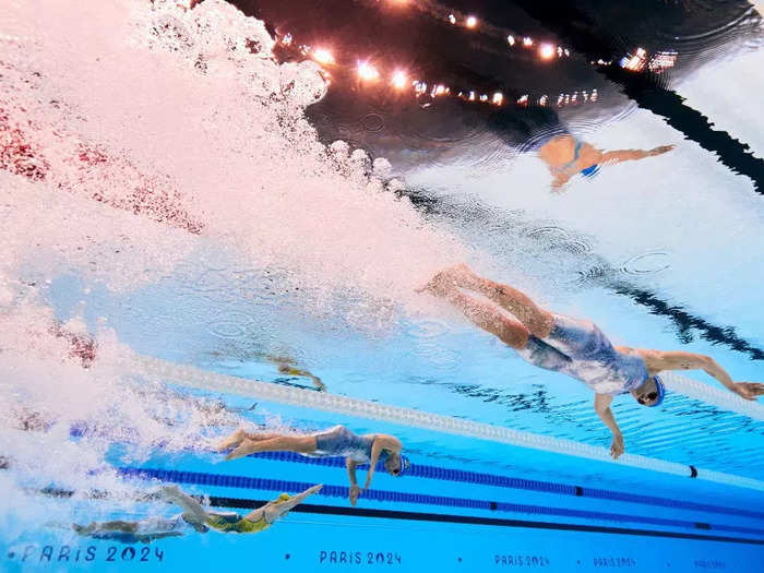 Adam Pretty used an underwater robotic camera to photograph Debora and Beatriz Borges Carneiro, who are sisters, swimming for Brazil.