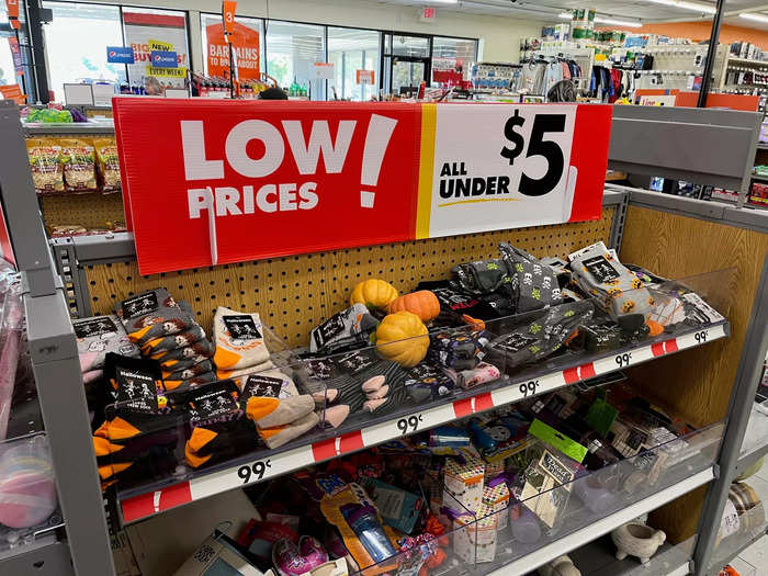 This display of products that cost less than $5 reminded me of a dollar store.