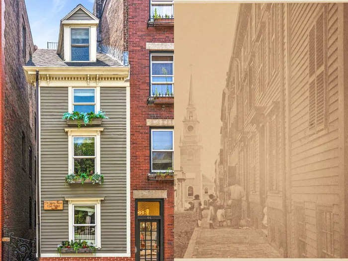 A photo taken of Hull Street in the late 1800s appears to support the theory, indicating the current facade of the skinny house was once part of a larger structure. 