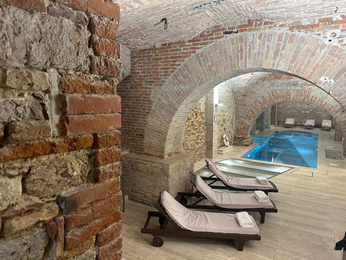 The hotel’s wellness spa offered views of 3,000-year-old ruins.