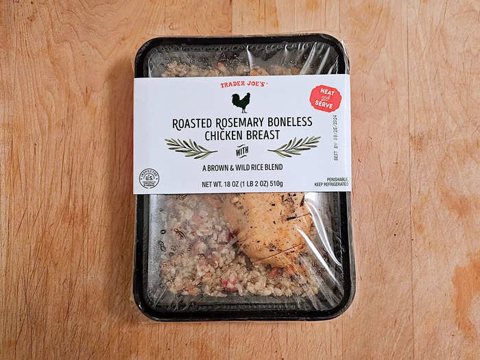 The rice blend in Trader Joe’s roasted-rosemary boneless chicken breast is a meal in itself.