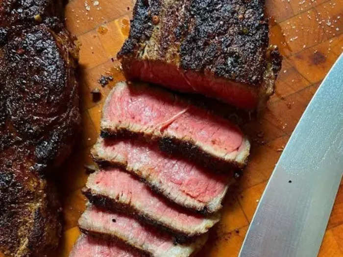 Her grilled New York strip steak is easy to prepare.