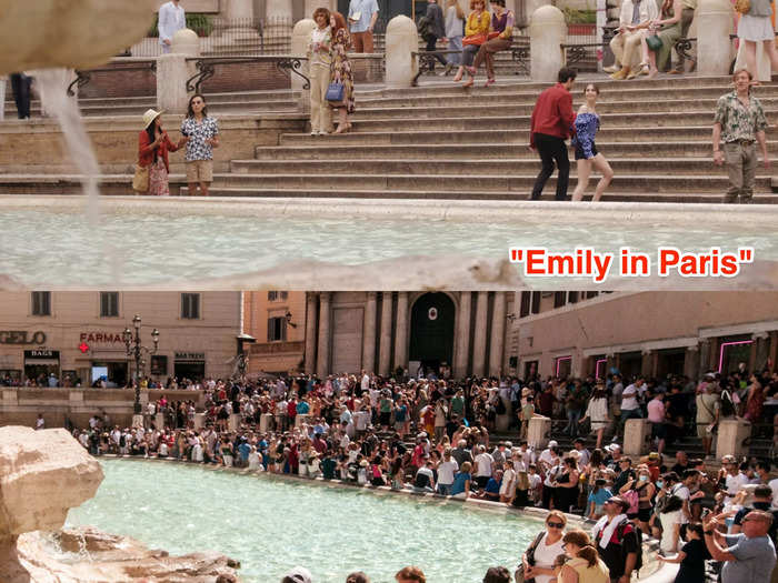 The attraction is so quiet that Emily is able to have her perfect coin-throwing moment without being elbowed by other tourists.