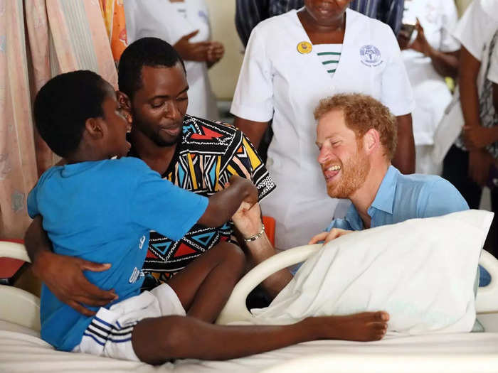 Harry met patients at the Queen Elizabeth Hospital during a visit to Bridgetown, Barbados in 2016.