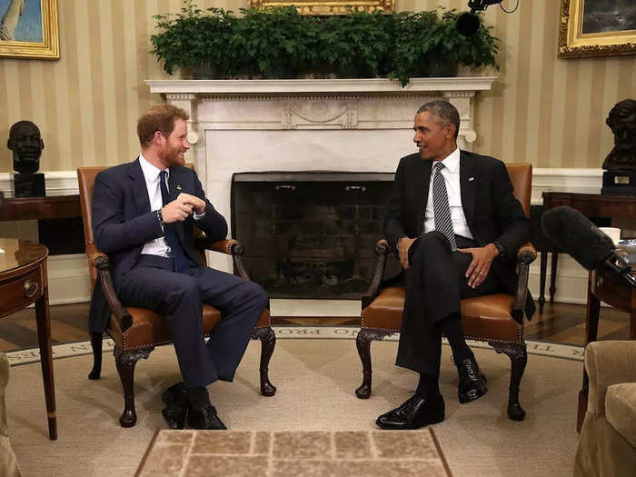 Harry often met political figures and world leaders during his time as a working royal, and in 2015 he was hosted by Barack Obama in the Oval Office of the White House.