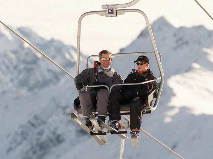 Prince Charles and Harry vacationed at the Swiss resort of Klosters in January 1999.