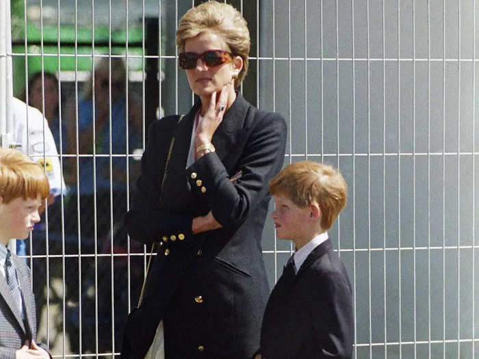 Diana brought Harry and one of his friends to the British Grand Prix in July 1994.