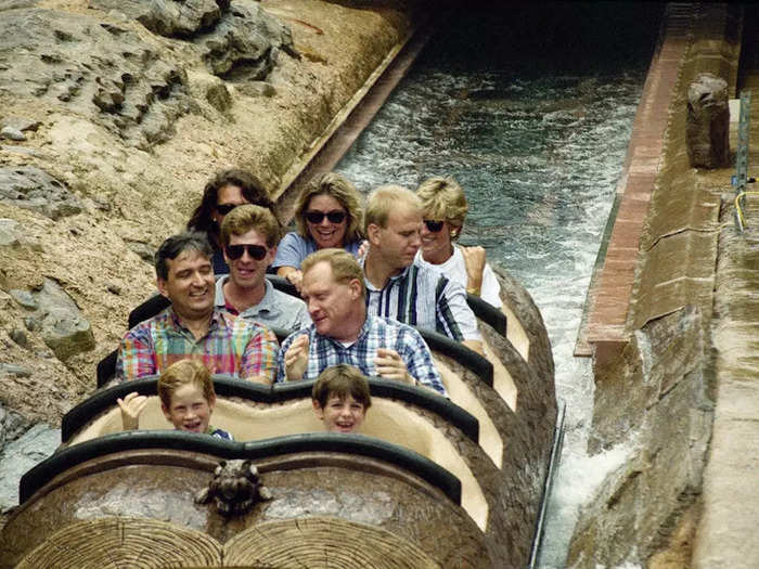 Harry showed he was just like any other 8-year-old as he enjoyed Splash Mountain at Walt Disney World in Florida with a family friend in 1993.