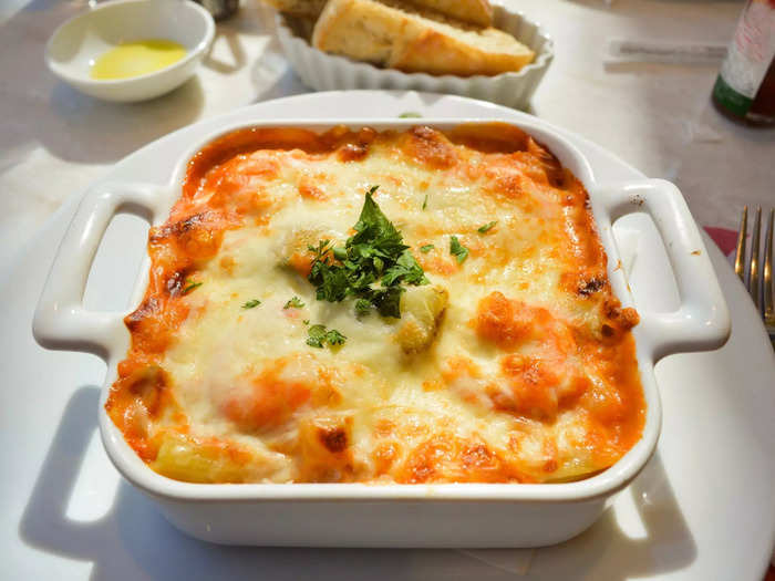 An Italian restaurant is the ideal place to get lasagna.