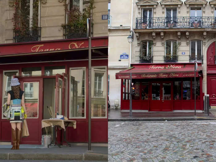 In the show, Gabriel (Lucas Bravo) is the chef at the restaurant Chez Lavaux. In reality, filming took place at an Italian restaurant called Terra Nera.