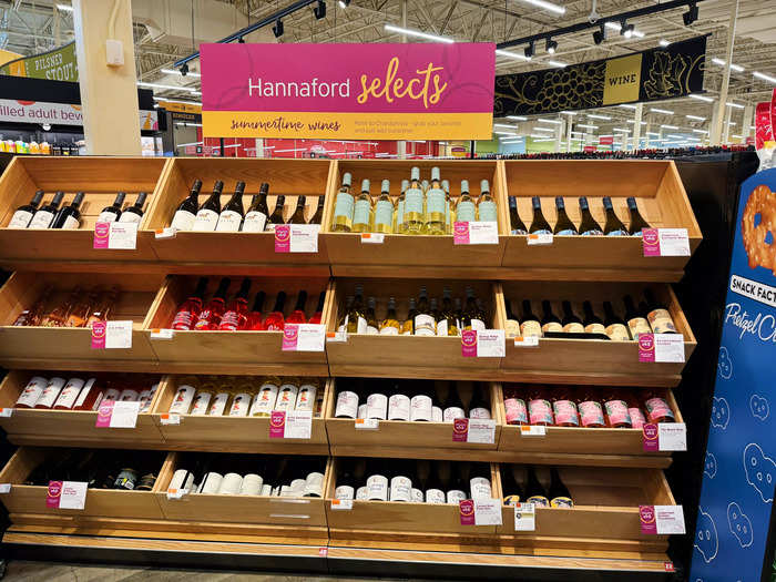 There was also a section of "Hannaford selects" wines, recommended by the store. 