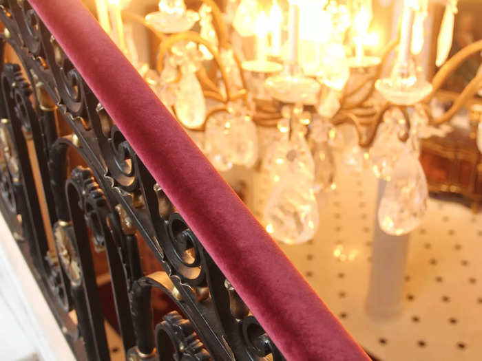 On my way upstairs, I noticed that the railing was covered in velvet, a luxurious feature I also saw when I toured a Vanderbilt mansion in New York.