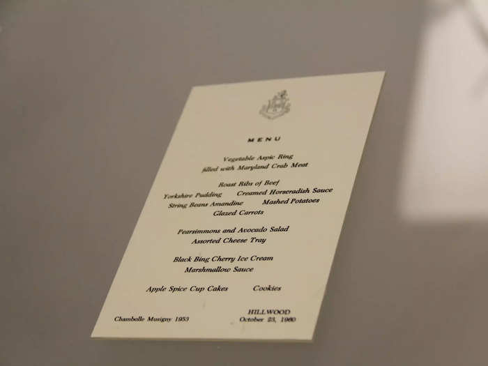 Menus on display in the kitchen revealed what Post served for dinner.