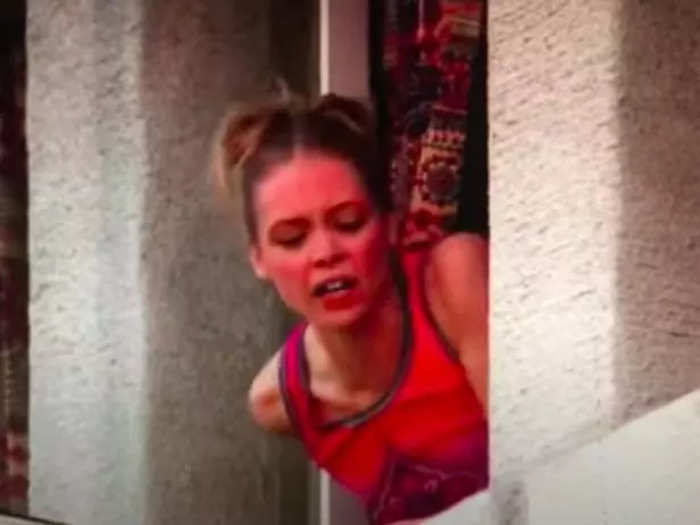 She throws a water balloon at Ross during her last scene.