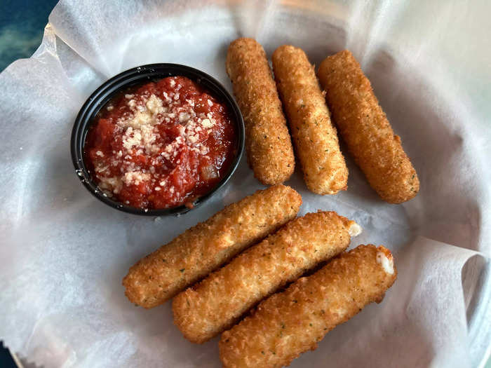 Next, we ordered mozzarella sticks.