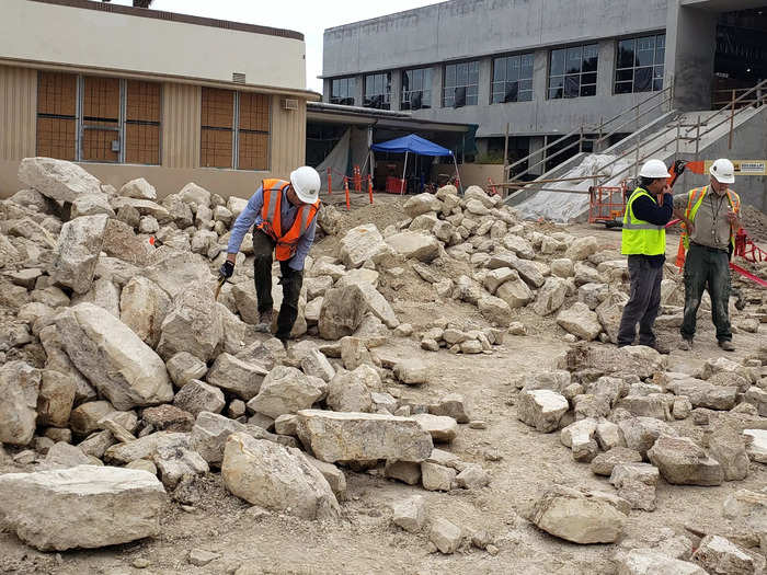 The first sign of fossils was a shell bed.