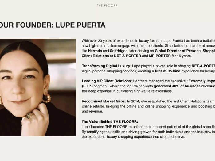 Founder Lupe Puerta has worked on the sale floor for decades