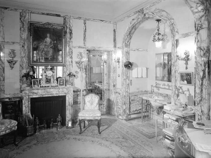 The attached dressing room featured a fireplace and recessed sink.