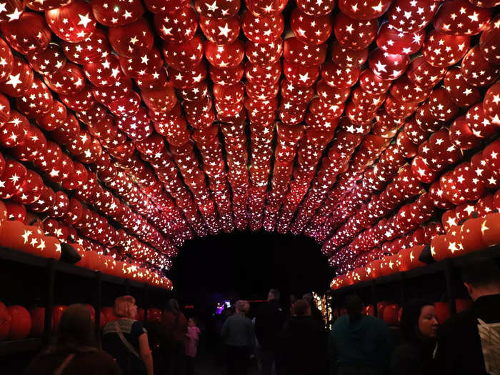 One of the most striking, immersive displays was the pumpkin planetarium, a tunnel of jack-o