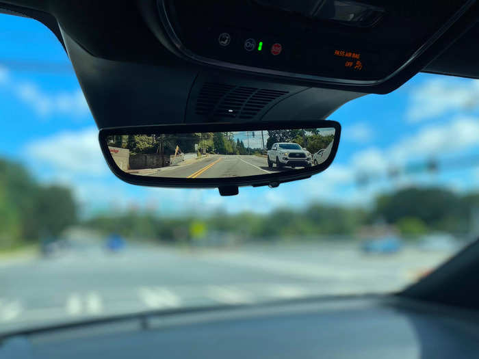 Luckily, a rear vision camera helps when the rear window is obscured.