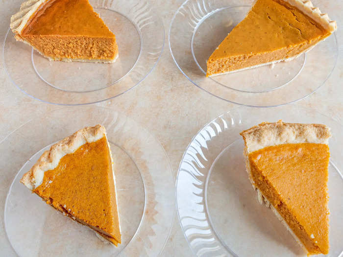 I compared pumpkin pies from Walmart, Kroger, Safeway, and Costco.