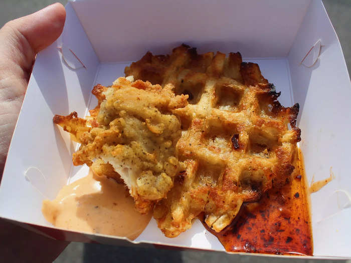 I tried the chicken tender and waffle with KFC